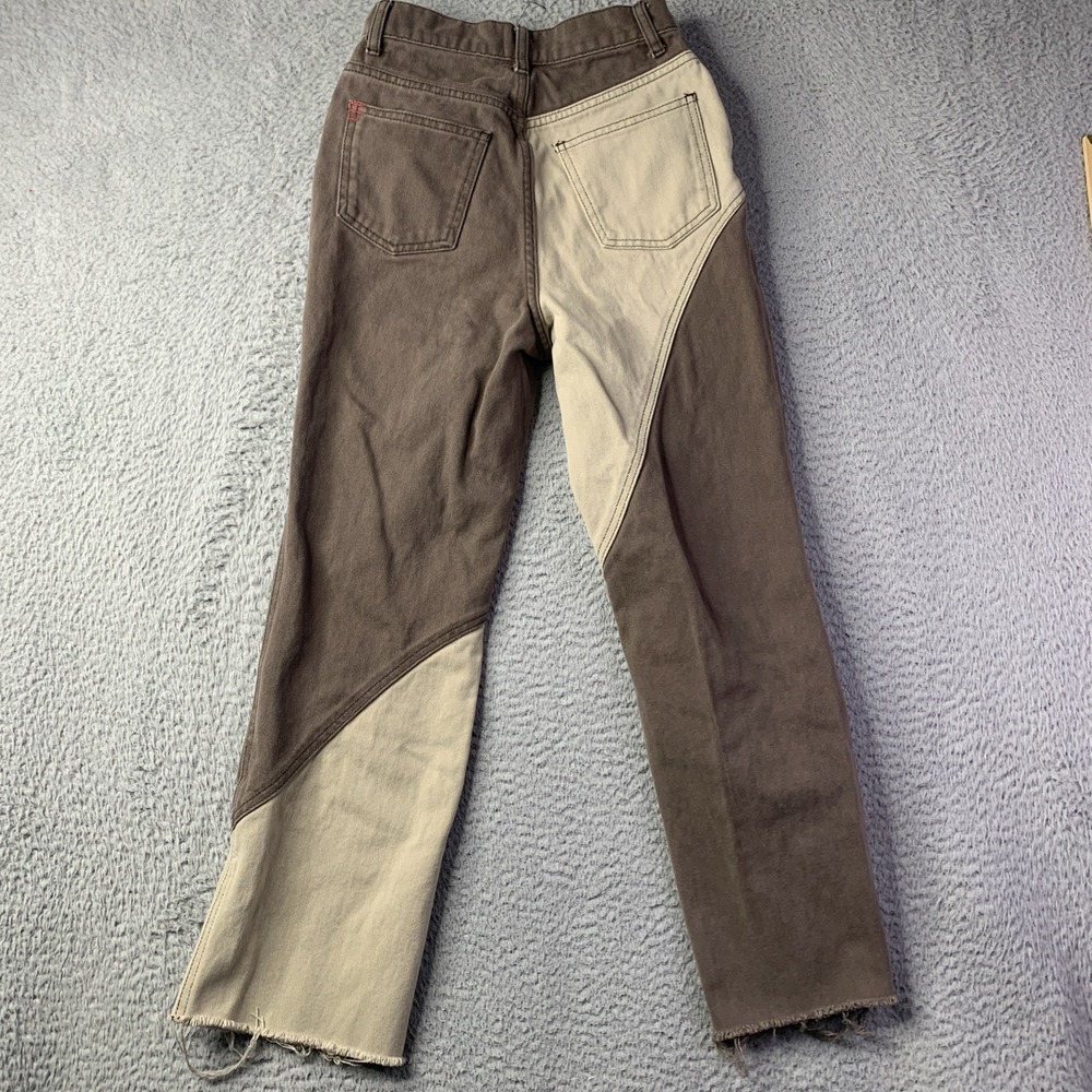 BDG Urban Outfitters COWBOY Brown Color Block Hi Rise Straight Leg Jeans 24 - Picture 8 of 14